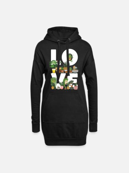 Plant Lover Gardening Love - Hoodie-Kleid - Schwarz