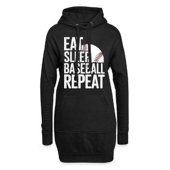 Manger dormir baseball répéter - Sweat-shirt à capuche long Femme - noir - Devant