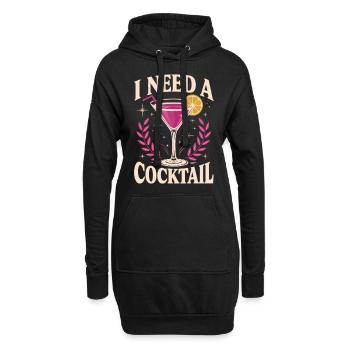 Ich brauch einen Cocktail - Hoodie-Kleid - Schwarz - Vorne