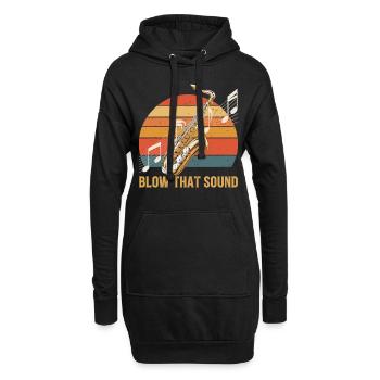 Saxophone Soundpower - Sweat-shirt à capuche long Femme - noir - Devant