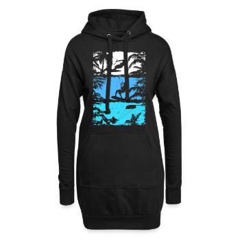 Kitesurfing Silhouette Kitesurfer Kiteboarding - Hoodie-Kleid - Schwarz - Vorne