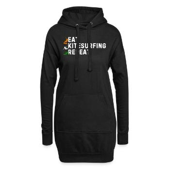 Eat Kitesurfing Repeat - Kiteboarding Kitesurfer - Sweat-shirt à capuche long Femme - noir - Devant