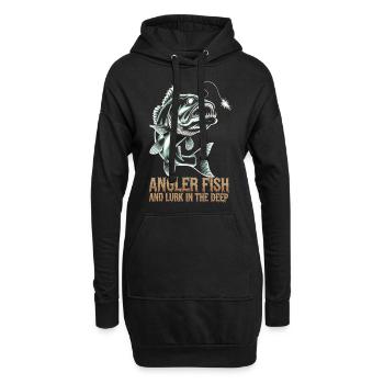 Glow Fish Monstre des profondeurs marines - Sweat-shirt à capuche long Femme - noir - Devant