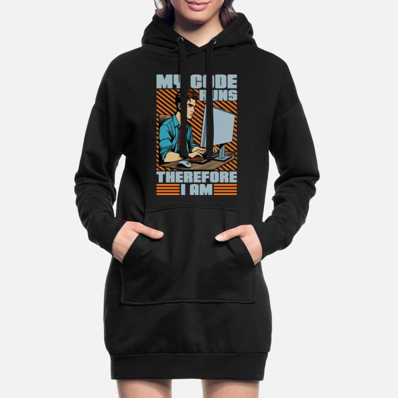 Coder My Code Runs Therefore I Am Web Developer Hoodie-Kleid