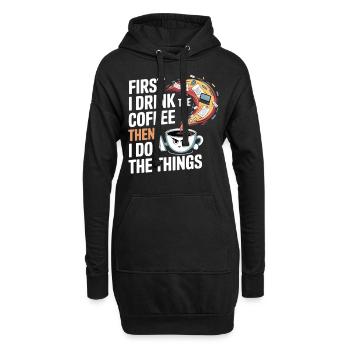 Le café avant tout - Sweat-shirt à capuche long Femme - noir - Devant