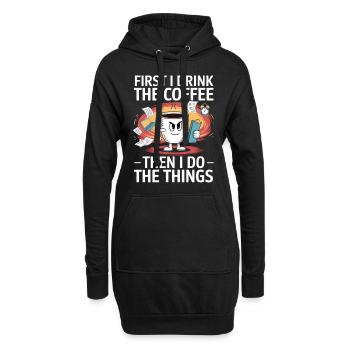 D’abord le café, puis sauvez le monde - Sweat-shirt à capuche long Femme - noir - Devant