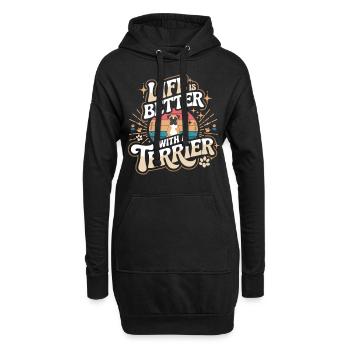 Mein Herz schlägt für Terrier - Hoodie-Kleid - Schwarz - Vorne