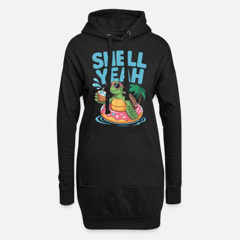 Sommer mit Stil – Turtle Time - Hoodie-Kleid - Schwarz