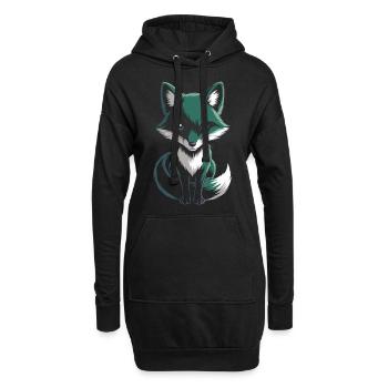 Geheimnisvoller Fuchs für Tierfans - Hoodie-Kleid - Schwarz - Vorne