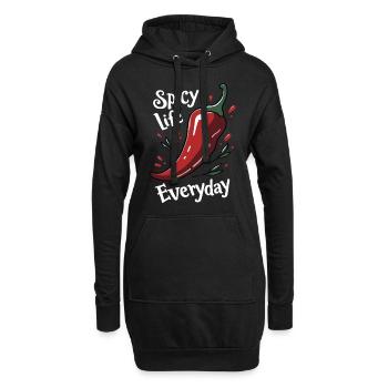 Spicy Life – Chili Vibes für jeden Tag - Hoodie-Kleid - Schwarz - Vorne
