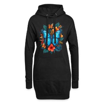 Papillon, Fleurs, Entomologiste - Sweat-shirt à capuche long Femme - noir - Devant