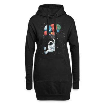 Astronaute avec des ballons planétaires - Sweat-shirt à capuche long Femme - noir - Devant