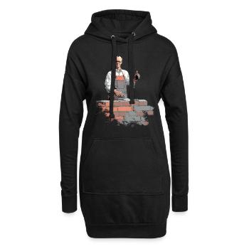 Merz - Mauer - Brandmauer gegen rechts - Hoodie-Kleid - Schwarz - Vorne