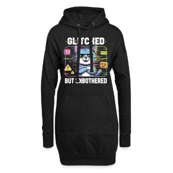Glitch Cat - Erreur dans le système - Je m’en fiche - Sweat-shirt à capuche long Femme - noir - Devant