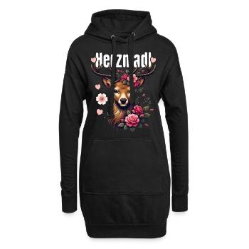Herzmadl Shirt Damen Trachtenshirt Dirndl T-Shirt - Hoodie-Kleid - Schwarz - Vorne