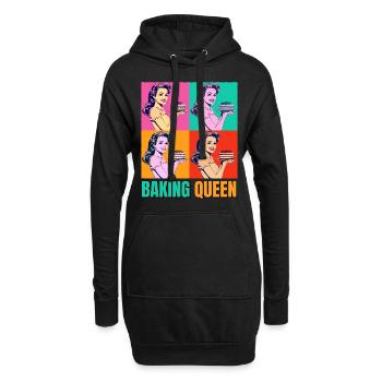 Cuisson Gâteau Cuisson Reine Cuisson Fée Boulanger Pop Art - Sweat-shirt à capuche long Femme - noir - Devant