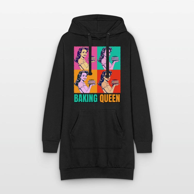 Cuisson Gâteau Cuisson Reine Cuisson Fée Boulanger Pop Art Sweat-shirt à capuche long Femme