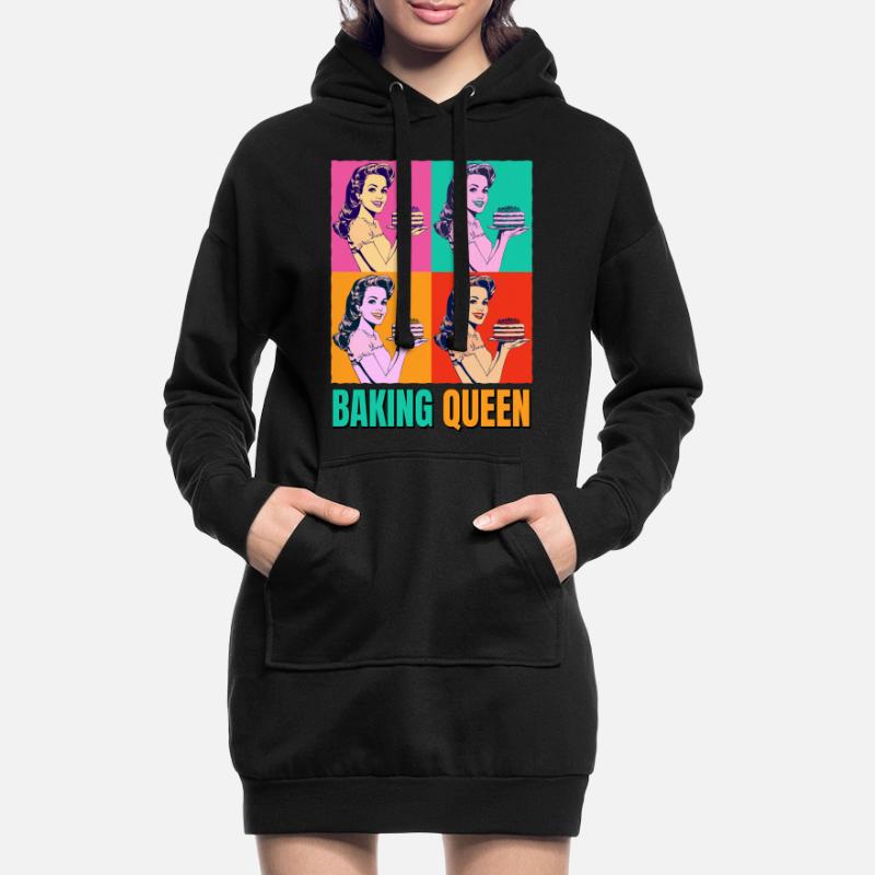 Cuisson Gâteau Cuisson Reine Cuisson Fée Boulanger Pop Art Sweat-shirt à capuche long Femme