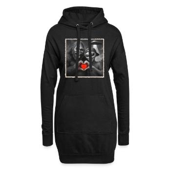 Bigfoot, Extraterrestre, Coeur, Main, Amour, OVNI - Sweat-shirt à capuche long Femme - noir - Devant