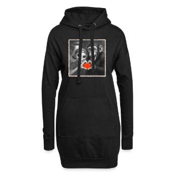 Affe Außerirdischer Schimpanse Herz Hand Liebe UFO - Hoodie-Kleid - Schwarz - Vorne