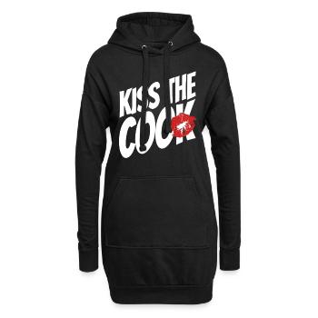 Embrasser le cuisinier - coq - jeu de mots - dire - Sweat-shirt à capuche long Femme - noir - Devant