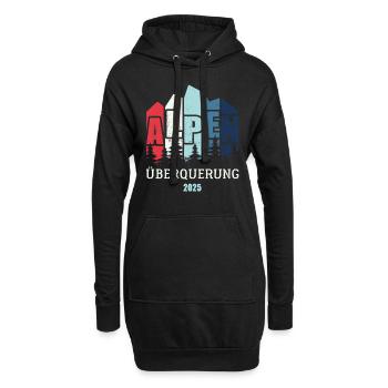 Alpen Überquerung 2025 - Fahrrad Wandern Routen - Hoodie-Kleid - Schwarz - Vorne
