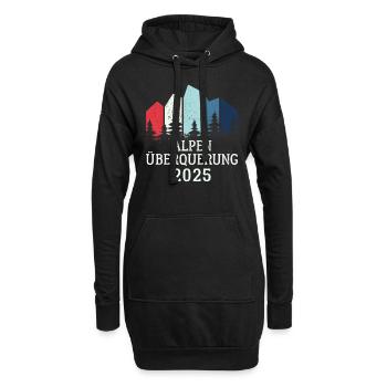 Alpen Überquerung 2025 - Fahrrad Wandern Routen - Hoodie-Kleid - Schwarz - Vorne