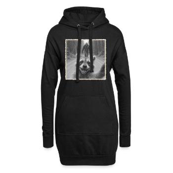 raton laveur, selfie, Bigfoot, drôle de raton laveur Photo - Sweat-shirt à capuche long Femme - noir - Devant