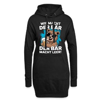 Bier Bär | Wie macht der Bär - Der Bär macht leer - Hoodie-Kleid - Schwarz - Vorne