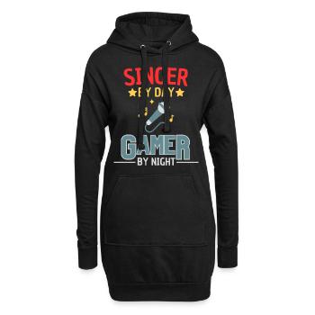 Sänger und Gamer Spruch Zocker Humor - Hoodie-Kleid - Schwarz - Vorne