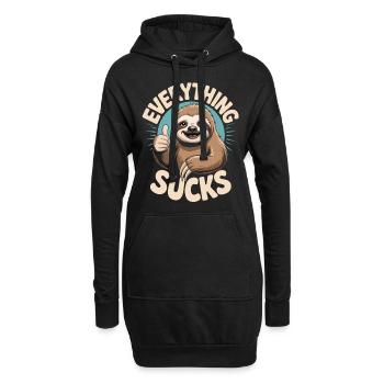 Everything Sucks - Chemise Funny Sloth - Sweat-shirt à capuche long Femme - noir - Devant