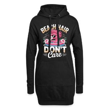 Chemise d’été flamant rose avec dicton - Sweat-shirt à capuche long Femme - noir - Devant