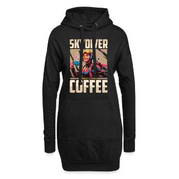 Skydiver Before Coffee Parachuting Coffee Lover - Hoodie-Kleid - Schwarz - Vorne