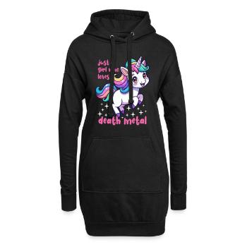 Einhorn - Just a girl who loves death metal - Hoodie-Kleid - Schwarz - Vorne