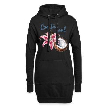 Küstenflair für die Seele, Kokosnuss & Blüte Shirt - Hoodie-Kleid - Schwarz - Vorne