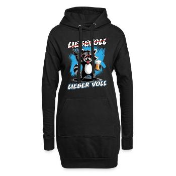 Bier | Liebevoll lieber voll | Waschbär - Hoodie-Kleid - Schwarz - Vorne