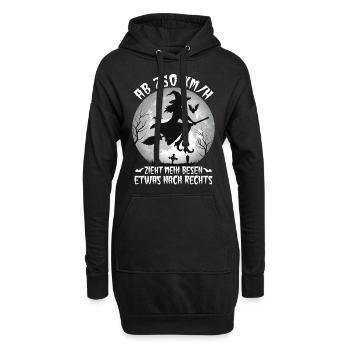 Ab 250 km/h Hexenbesen Zieht Nach Rechts - Hoodie-Kleid - Schwarz - Vorne