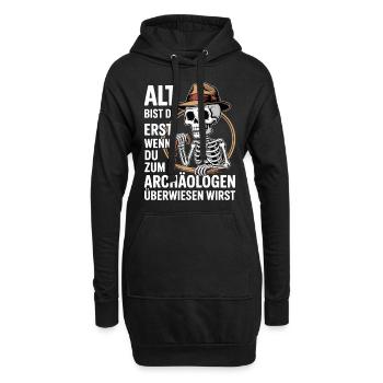 Geburtstag | Alt bist du erst Archäologe Skelet - Hoodie-Kleid - Schwarz - Vorne