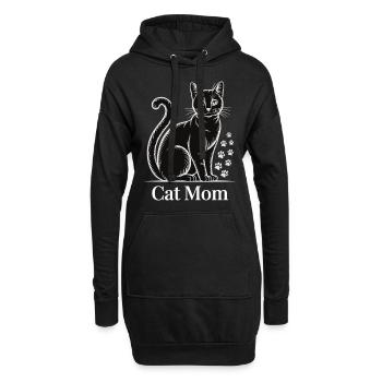 Pour les mamans chats, l’amour des pattes et le look félin - Sweat-shirt à capuche long Femme - noir - Devant