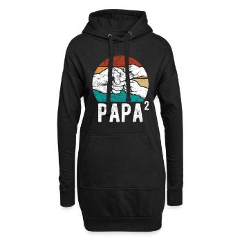 Papa von zwei Kindern - Team - Familie - Hoodie-Kleid - Schwarz - Vorne