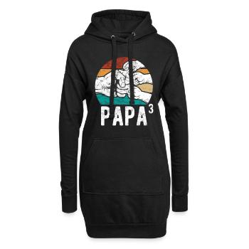 Papa von drei Kindern - Team - Familie - Hoodie-Kleid - Schwarz - Vorne