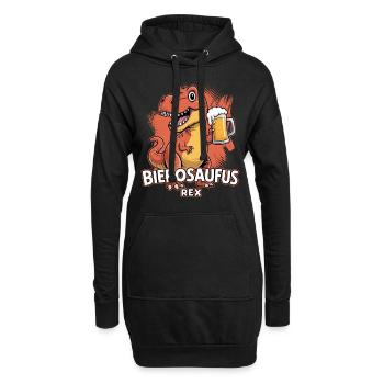 Beer Time | Bierosaufus Rex Dinosaurier | Bier - Hoodie-Kleid - Schwarz - Vorne