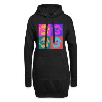 Karl Marx - cool mit Zigarre - Warhol Stil - Hoodie-Kleid - Schwarz - Vorne
