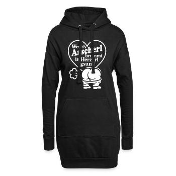 Wenns Arscherl brummt is Herzerl gsund - Hoodie-Kleid - Schwarz - Vorne