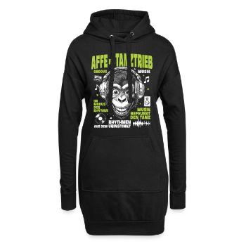 Tanztrieb Groove Shirt: Affe mit Musikblick - Hoodie-Kleid - Schwarz - Vorne