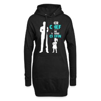 Vater und Tochter Der Chef Die wahre Chefin Papa - Hoodie-Kleid - Schwarz - Vorne