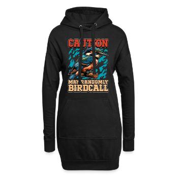 Ornithologie Attention Peut Observation aléatoire des oiseaux - Sweat-shirt à capuche long Femme - noir - Devant