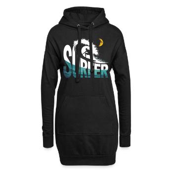 Surfeurs la nuit - Sweat-shirt à capuche long Femme - noir - Devant