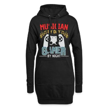 Musiciens le jour, joueurs la nuit - Sweat-shirt à capuche long Femme - noir - Devant