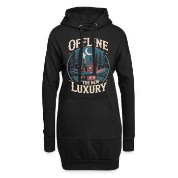 Offline ist Luxus - Digital Detox Statement - Hoodie-Kleid - Schwarz - Vorne